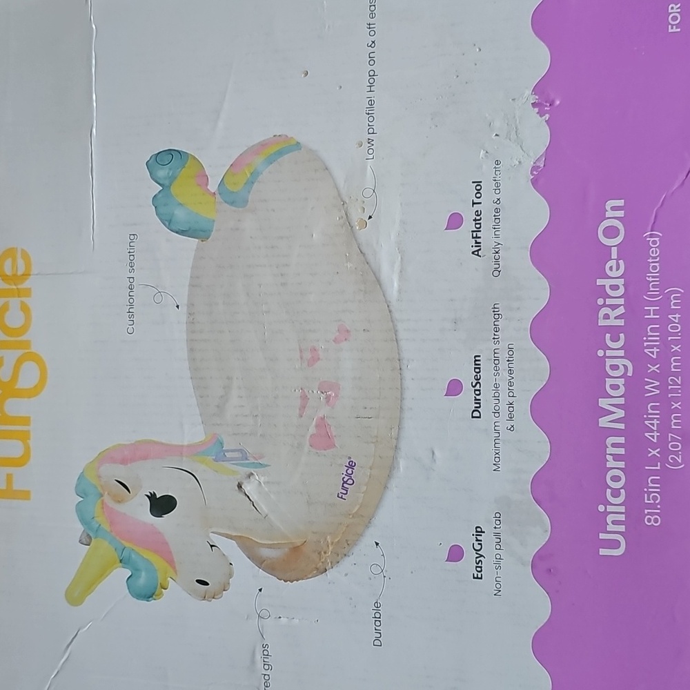 Unicorn Magic RideOn Inflatable Pool Party Float Swimming Lounge Raft New in Box - Picture 5 of 9